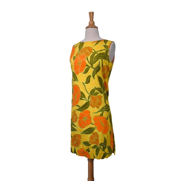 Vintage 60s Casual Aire Sun Fashions Hawaiian Atomic Neon Citrus MOD Shift Dress - Picture 5 of 10